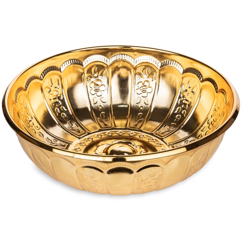 Alisveristime 1.06 Qt Turkish Hammam Bath Bowl, Traditional Metal Construction, Diameter 7.87", Height 2.36" - Multiple Colors Available (Gold) - Image 1